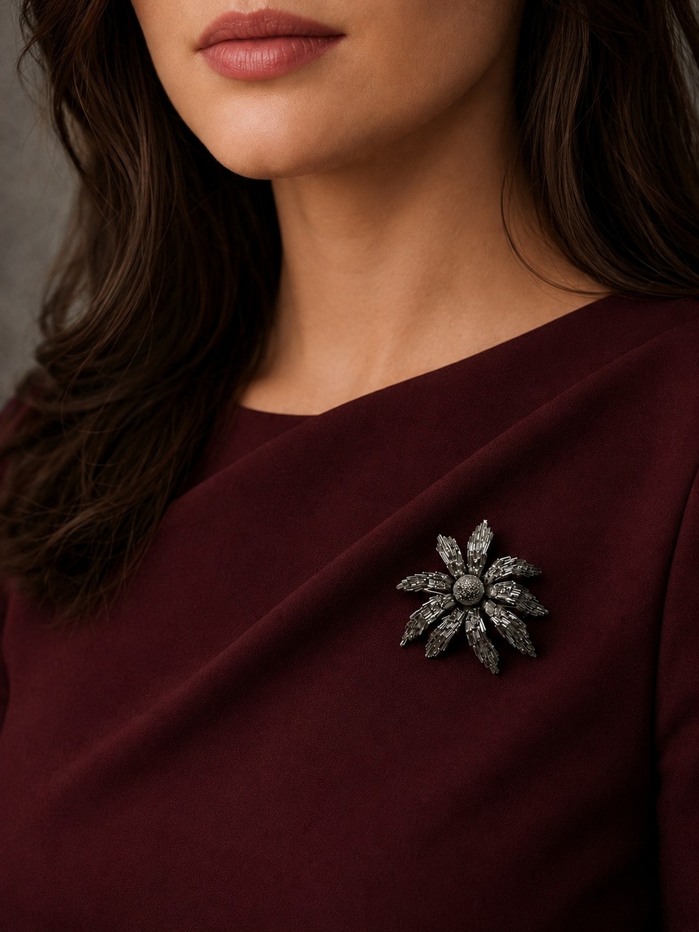 Coro Silver-Tone Floral Brooch Pin